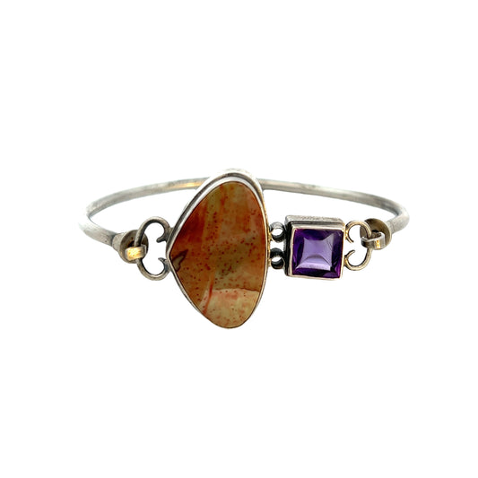 James Carter Sterling Silver Jasper & Amethyst Bracelet