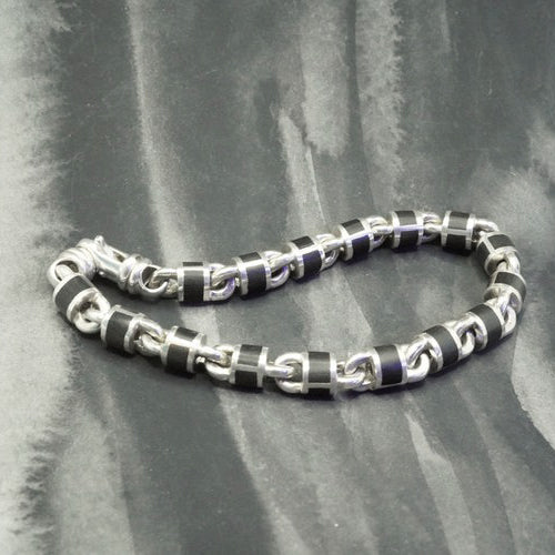 Tim & Mabel Ebony Inlay Linking Barrel Bracelet