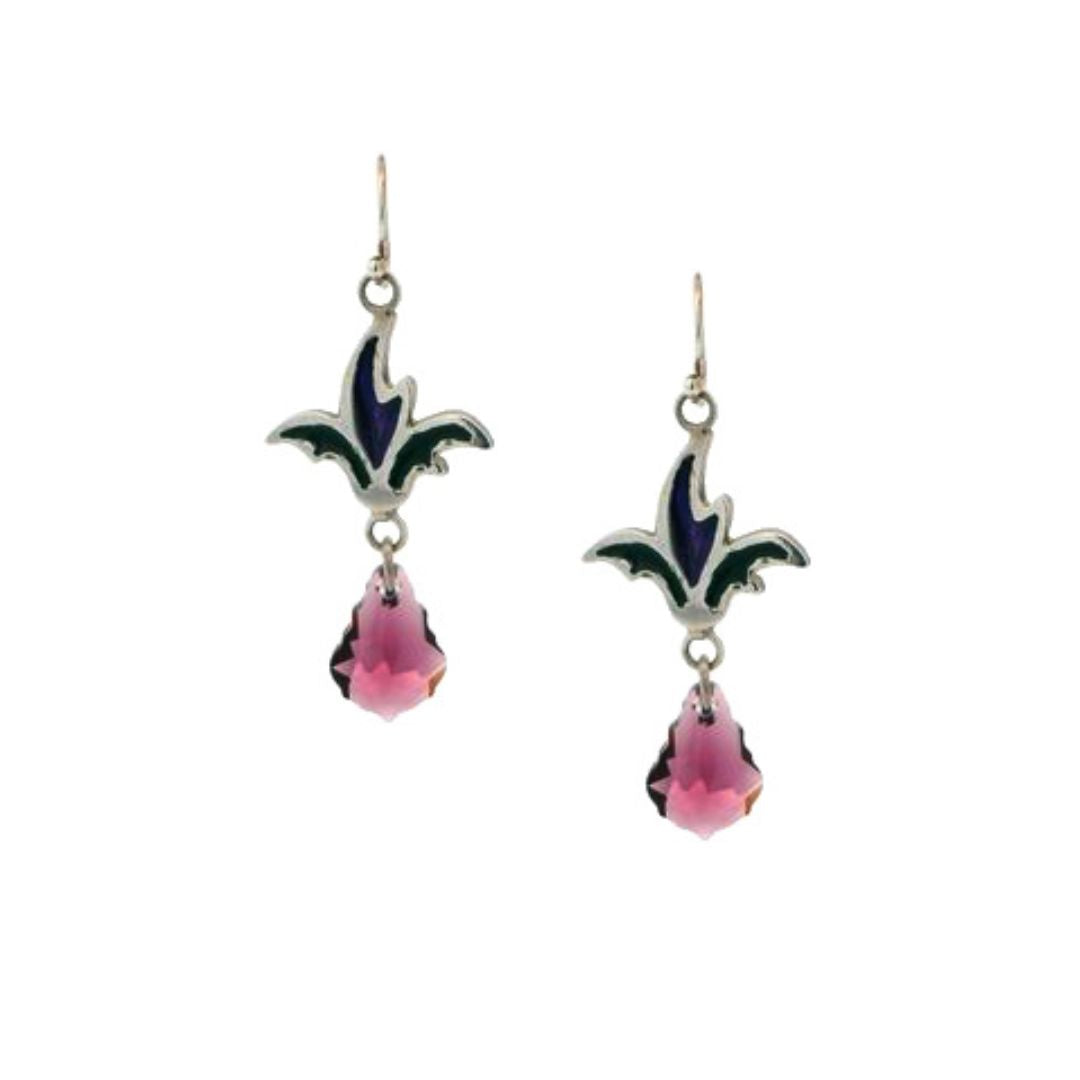 Molly McNamara Collection Purple Swarovski Fleur de Lis Earrings