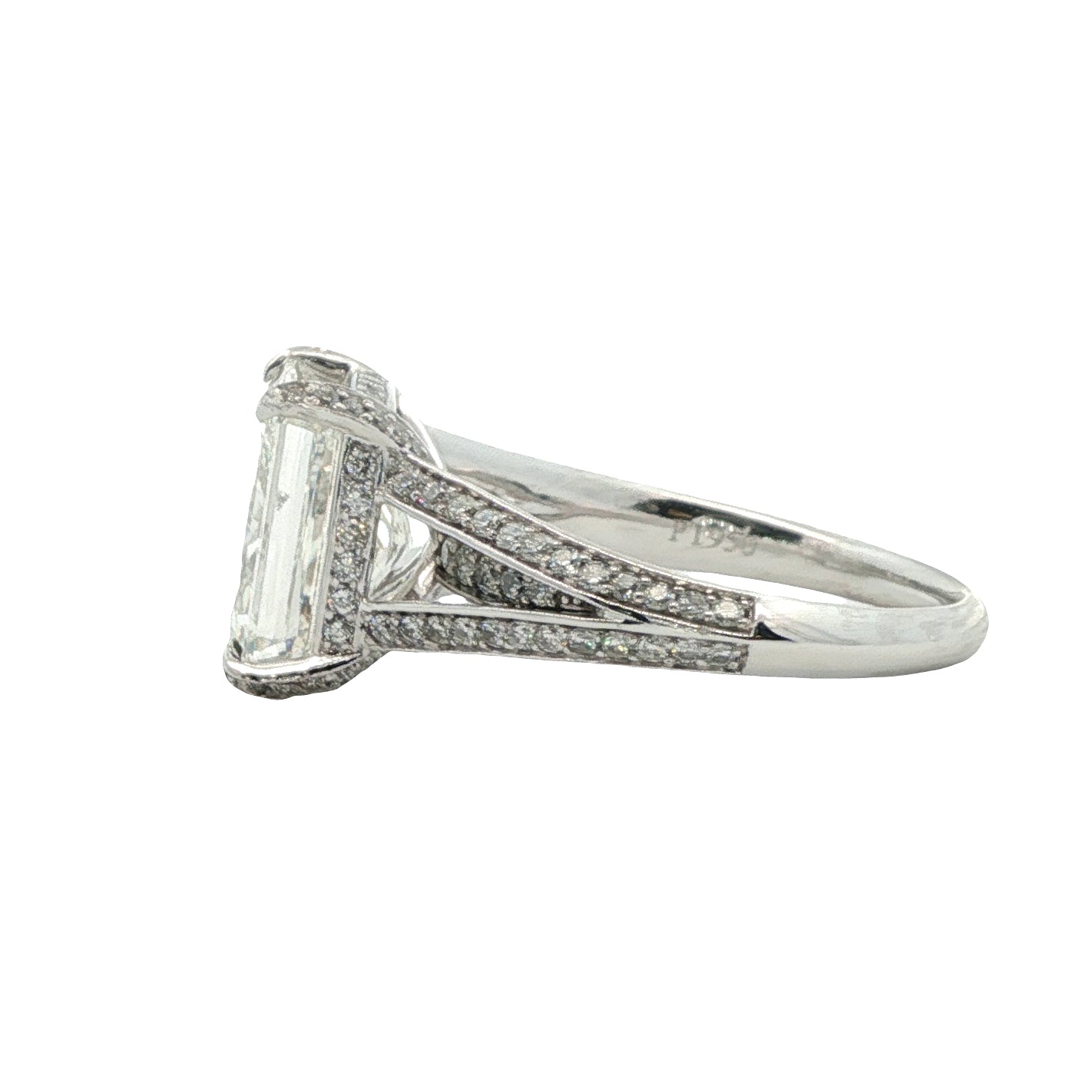Platinum 3.52ct Radiant Cut Diamond Engagement Ring