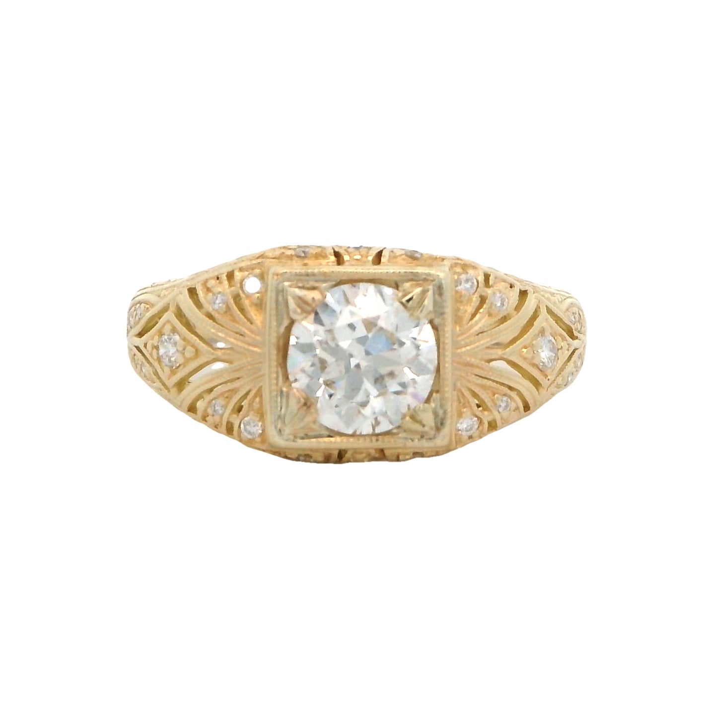 Tom Mathis Designs 18K Art Deco Diamond Engagement Ring