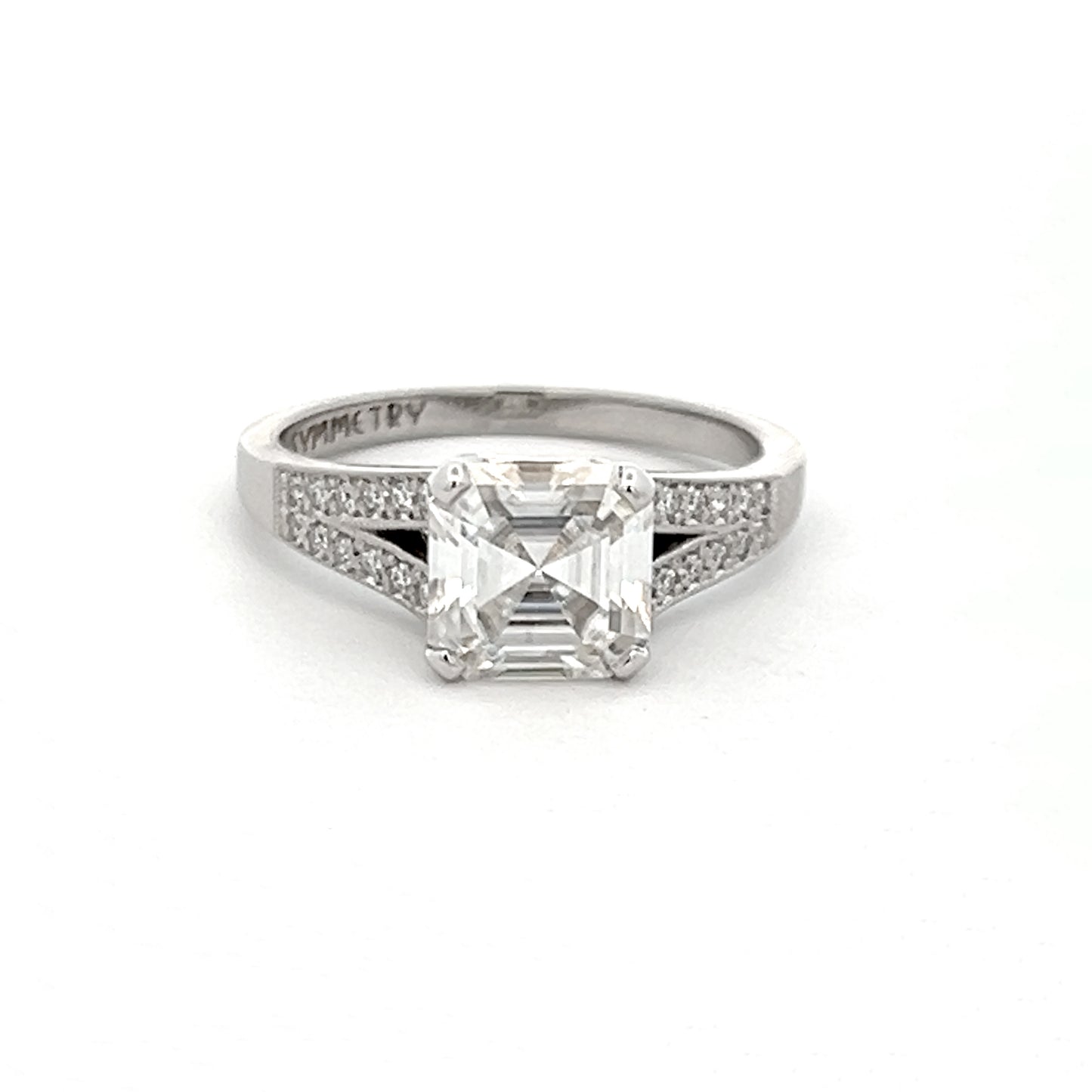 14K Asscher Step Cut Moissanite Engagement Ring