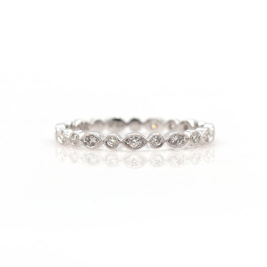 14k White Gold Diamond Stackable Band