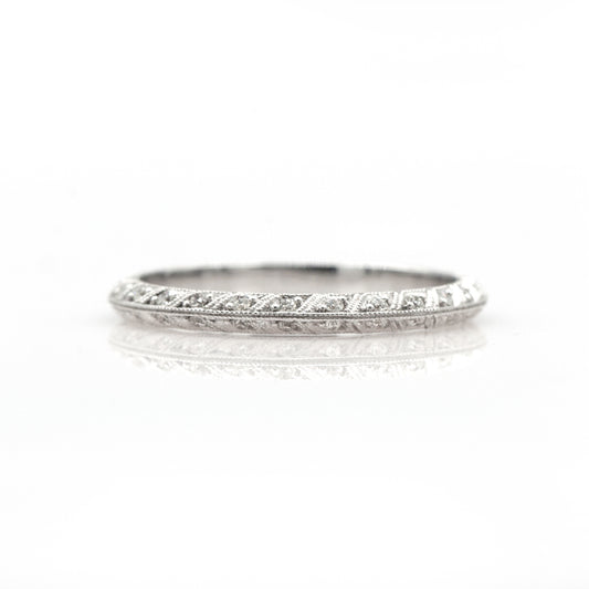 14k White Gold Diamond Pave Set Stackable Band