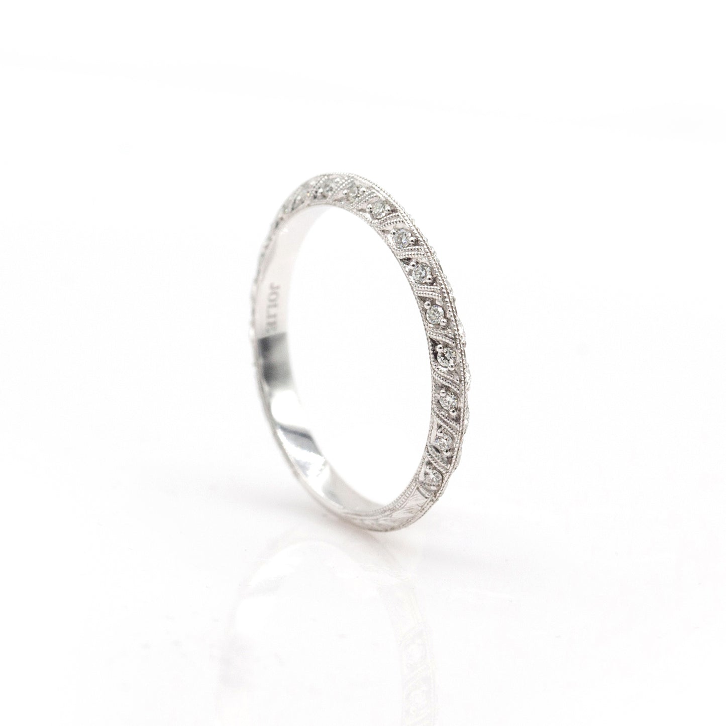 14k White Gold Diamond Pave Set Stackable Band