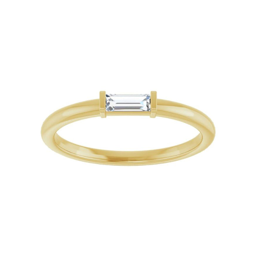 14k Yellow Gold Lab-Created Diamond Baguette Ring