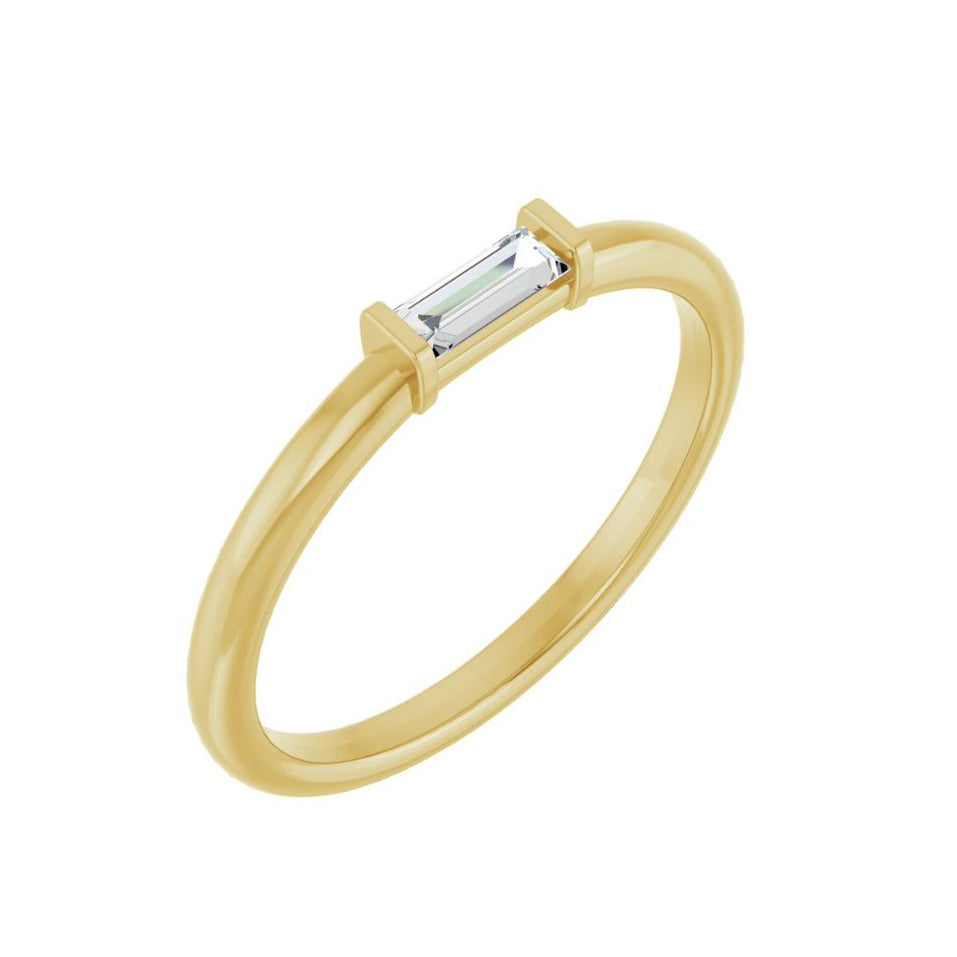 14k Yellow Gold Lab-Created Diamond Baguette Ring