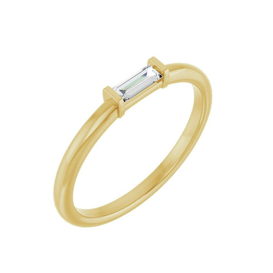 14k Yellow Gold Lab-Created Diamond Baguette Ring