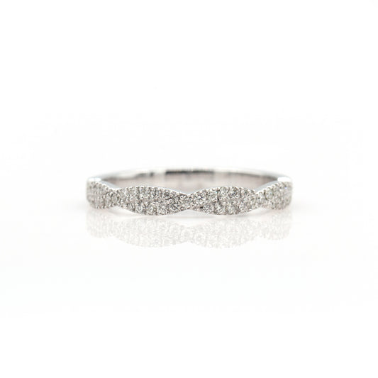 14k White Gold Diamond Stackable Twist Eternity Band