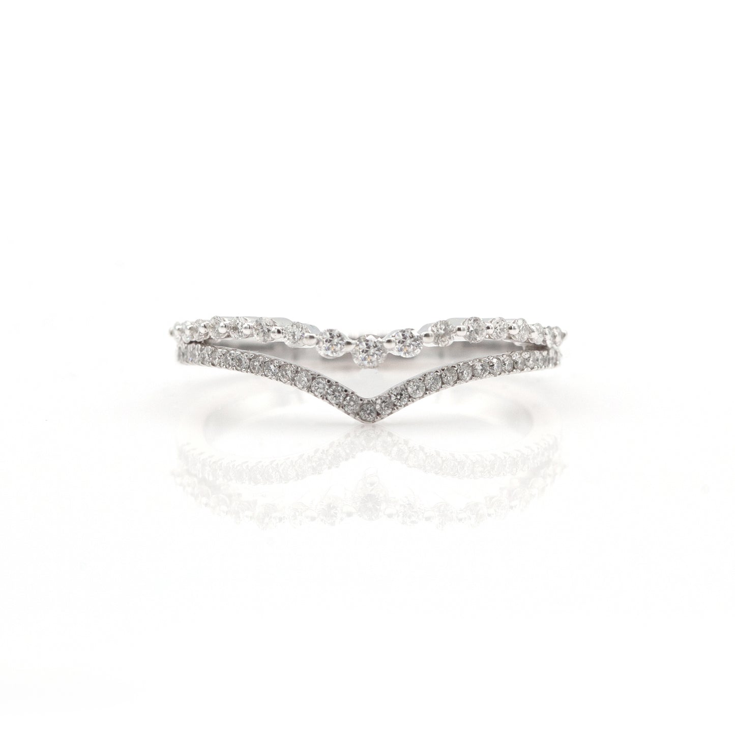14K White Gold Curved Diamond Band