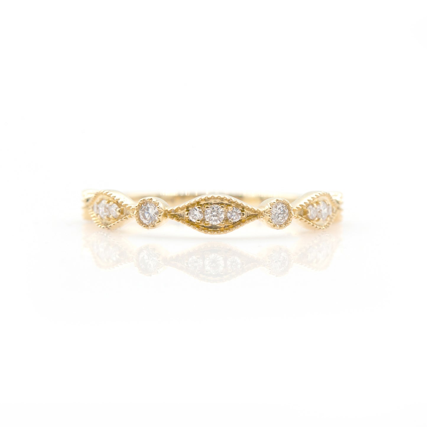 14K Yellow Gold Diamond Stackable Shapes Band