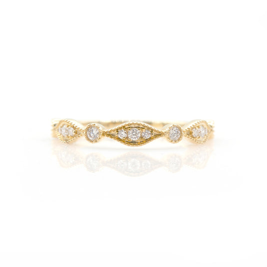 14K Yellow Gold Diamond Stackable Shapes Band