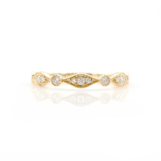 14K Yellow Gold Diamond Stackable Shapes Band