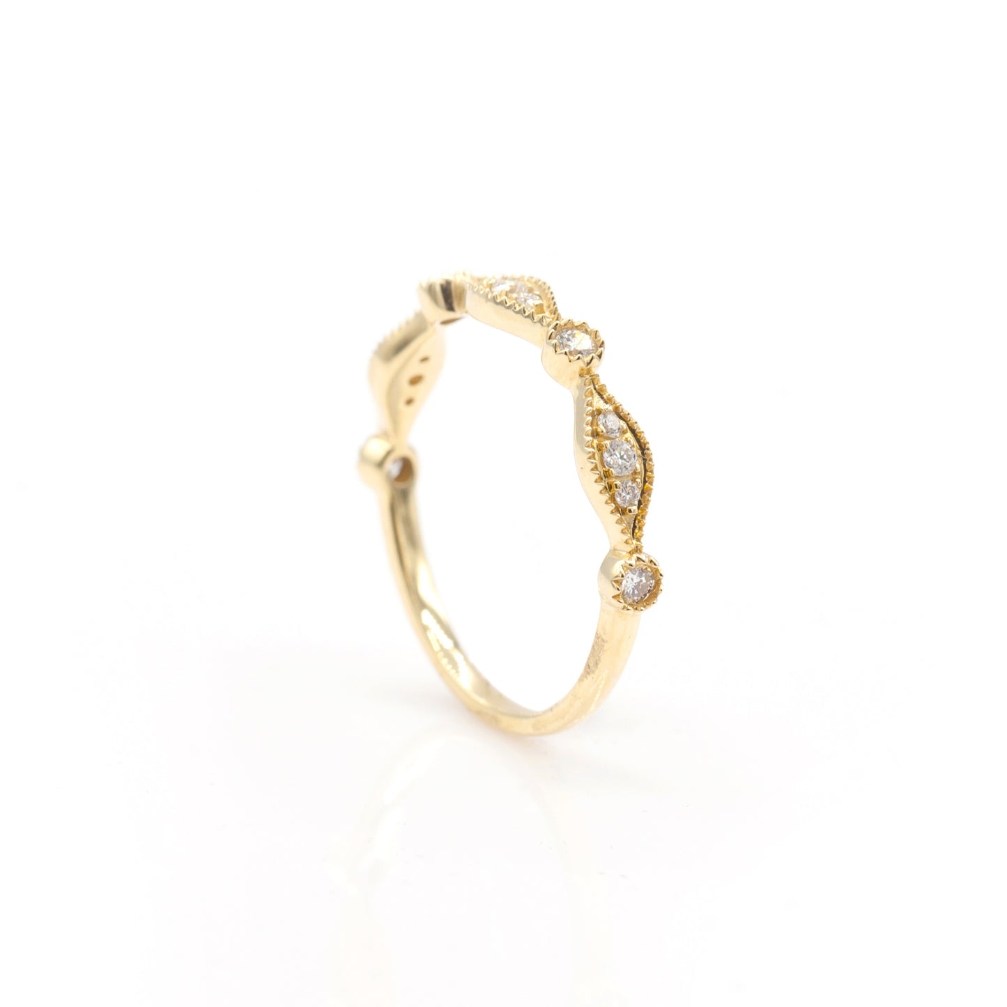 14K Yellow Gold Diamond Stackable Shapes Band