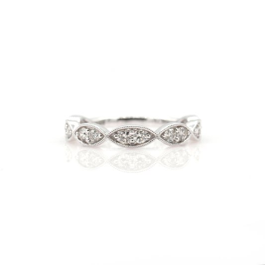 14K White Gold .50 Ct Diamond Stackable Shapes Band