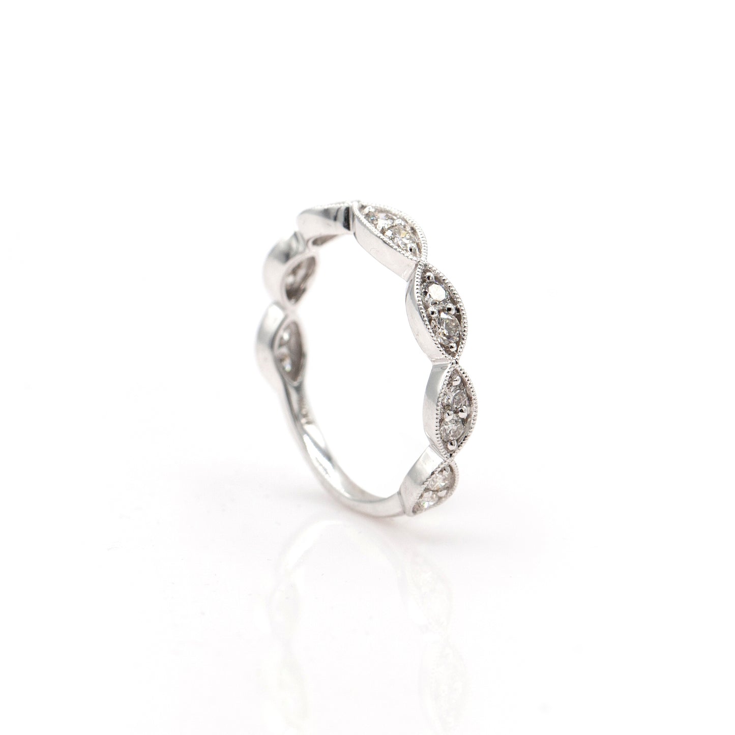 14K White Gold .50 Ct Diamond Stackable Shapes Band