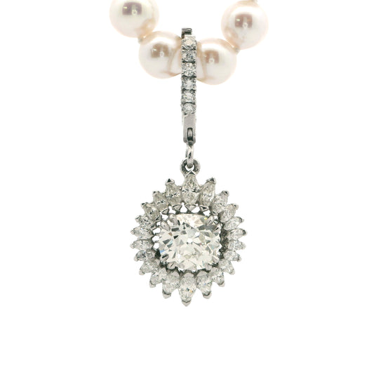 Estate Collection Platinum 2.25CT Diamond Pearl Enhancer Pendant