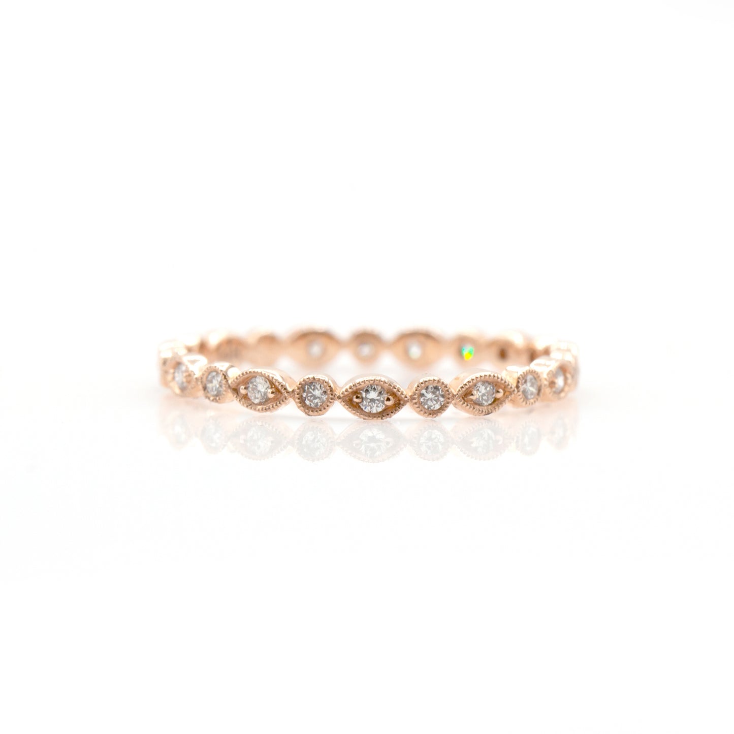 14K Rose Gold .16 Ct Diamond Stackable Shapes Band