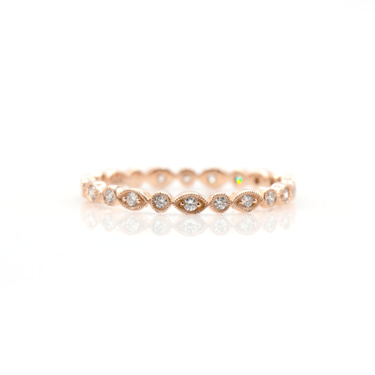 14K Rose Gold .16 Ct Diamond Stackable Shapes Band