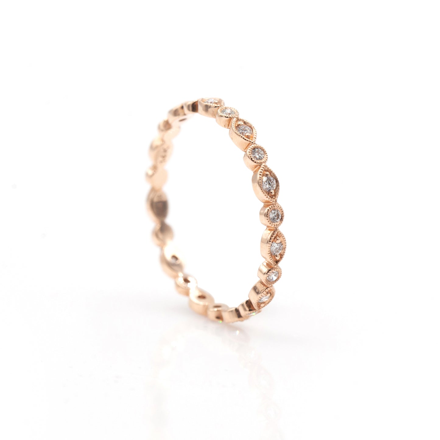 14K Rose Gold .16 Ct Diamond Stackable Shapes Band