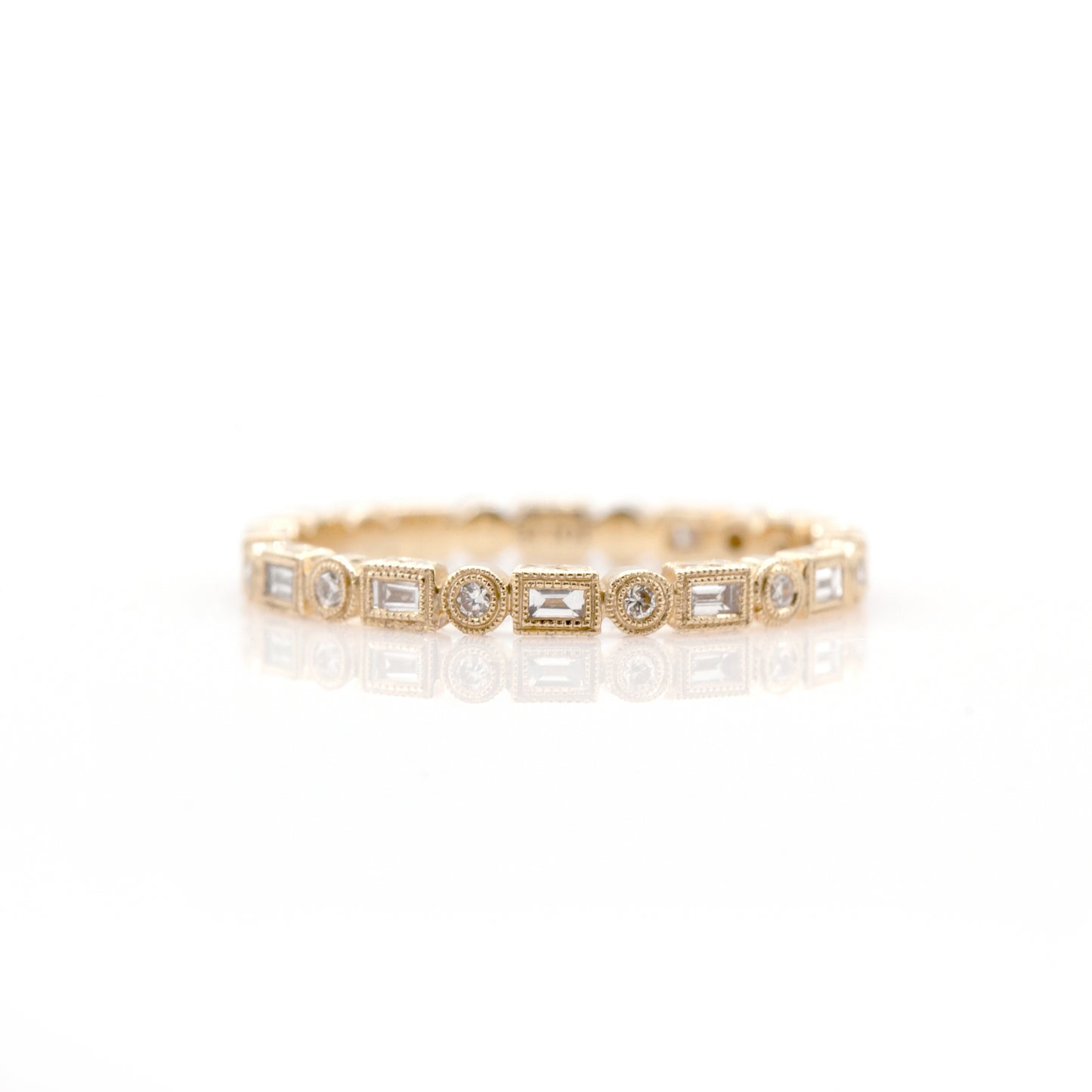 14K Yellow Gold .16 Ct Diamond Stackable Shapes Band