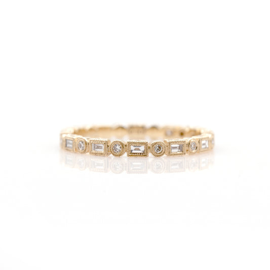 14K Yellow Gold .16Ct Diamond Stackable Shapes Band