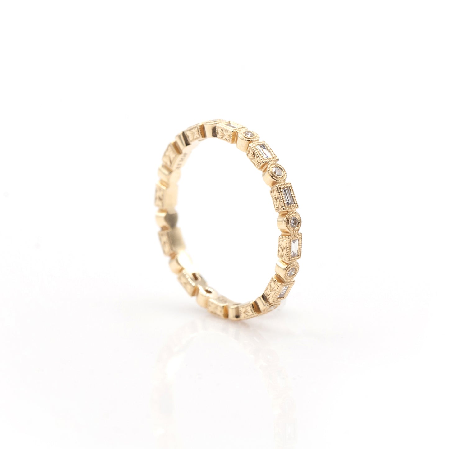 14K Yellow Gold .16Ct Diamond Stackable Shapes Band