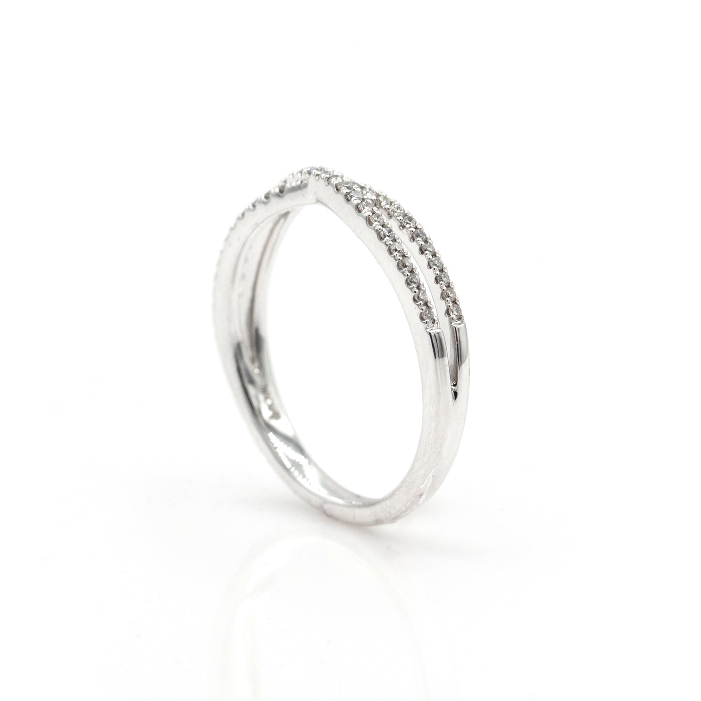 14K White Gold Diamond Contour Ring