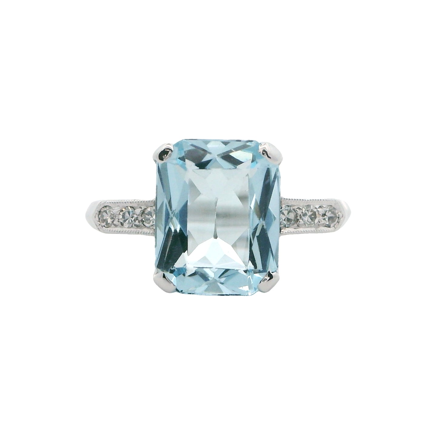 Estate Collection 14K 3ct Aquamarine & Diamond Ring