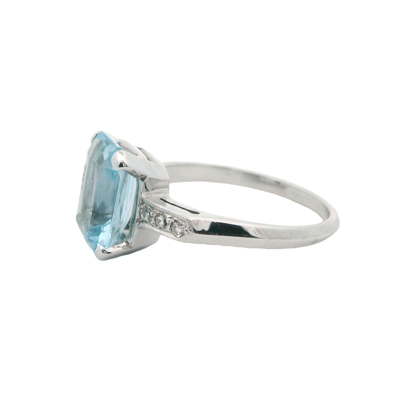 Estate Collection 14K 3ct Aquamarine & Diamond Ring