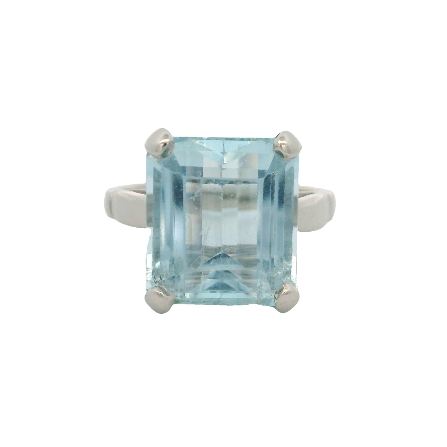 Vintage 14K 9.67ct Emerald Cut Aquamarine Ring