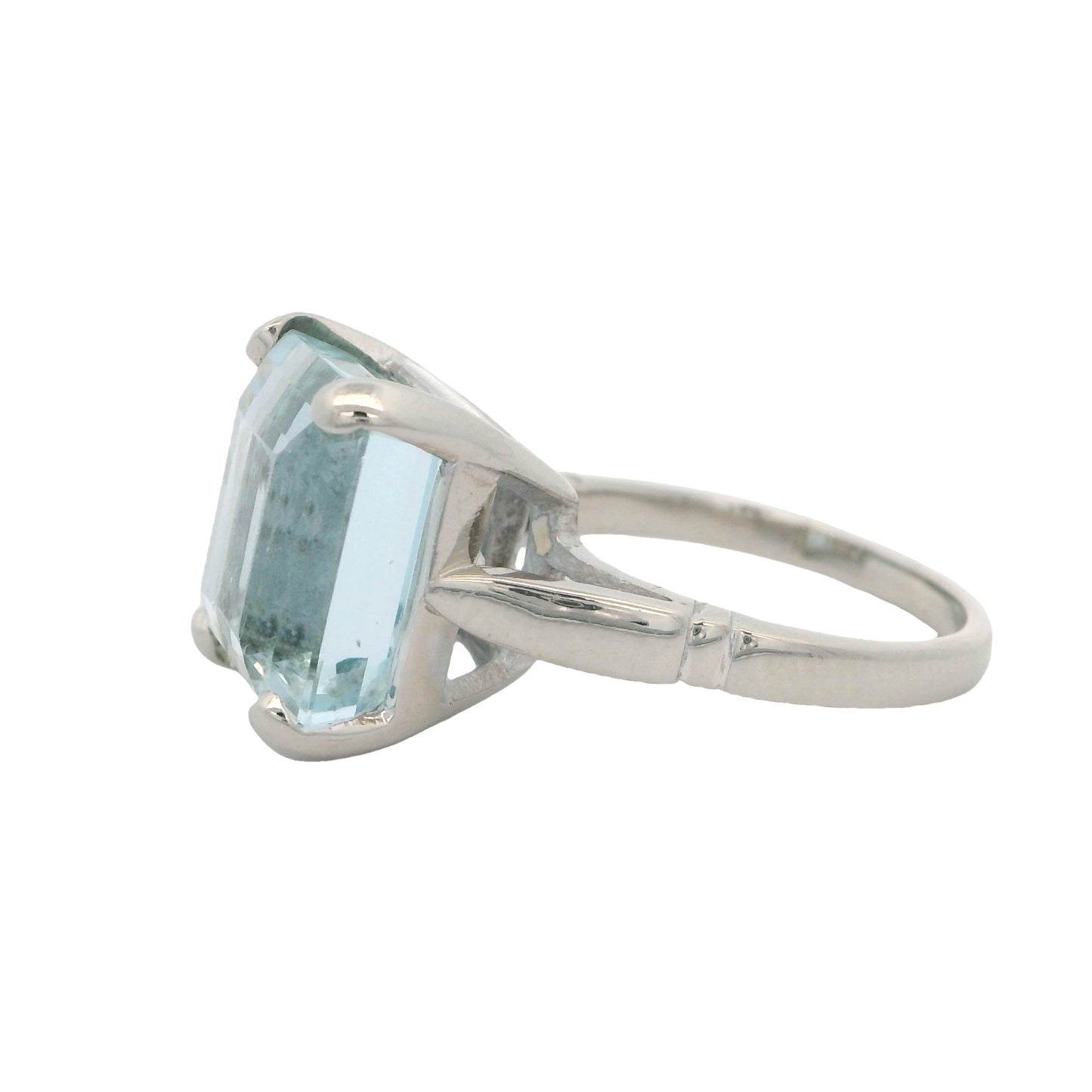 Vintage 14K 9.67ct Emerald Cut Aquamarine Ring