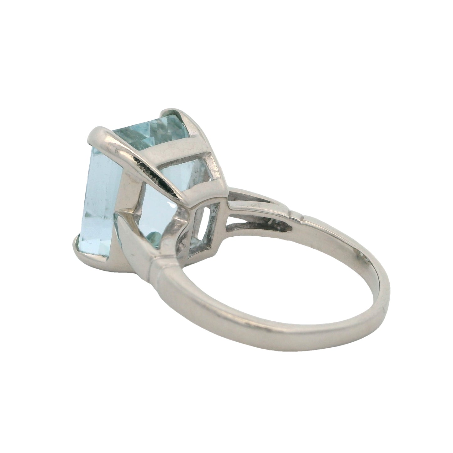 Vintage 14K 9.67ct Emerald Cut Aquamarine Ring