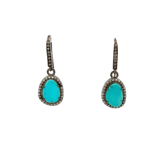 Turquoise & Diamond Earrings