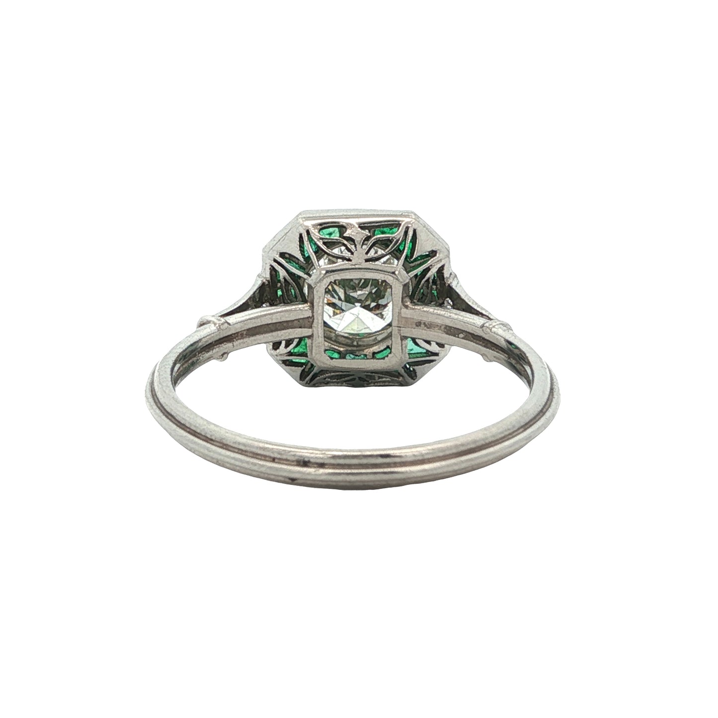 Estate Collection Art Deco-inspired Platinum Diamond & Emerald Ring