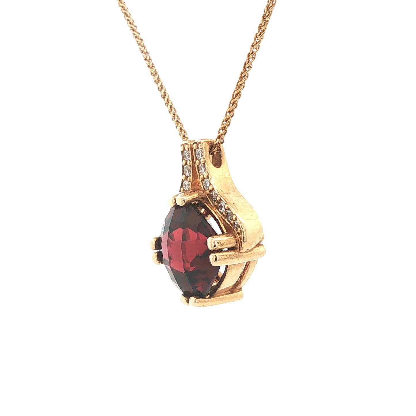 Tom Mathis Designs 14K Yellow Gold Garnet & Diamond Pendant