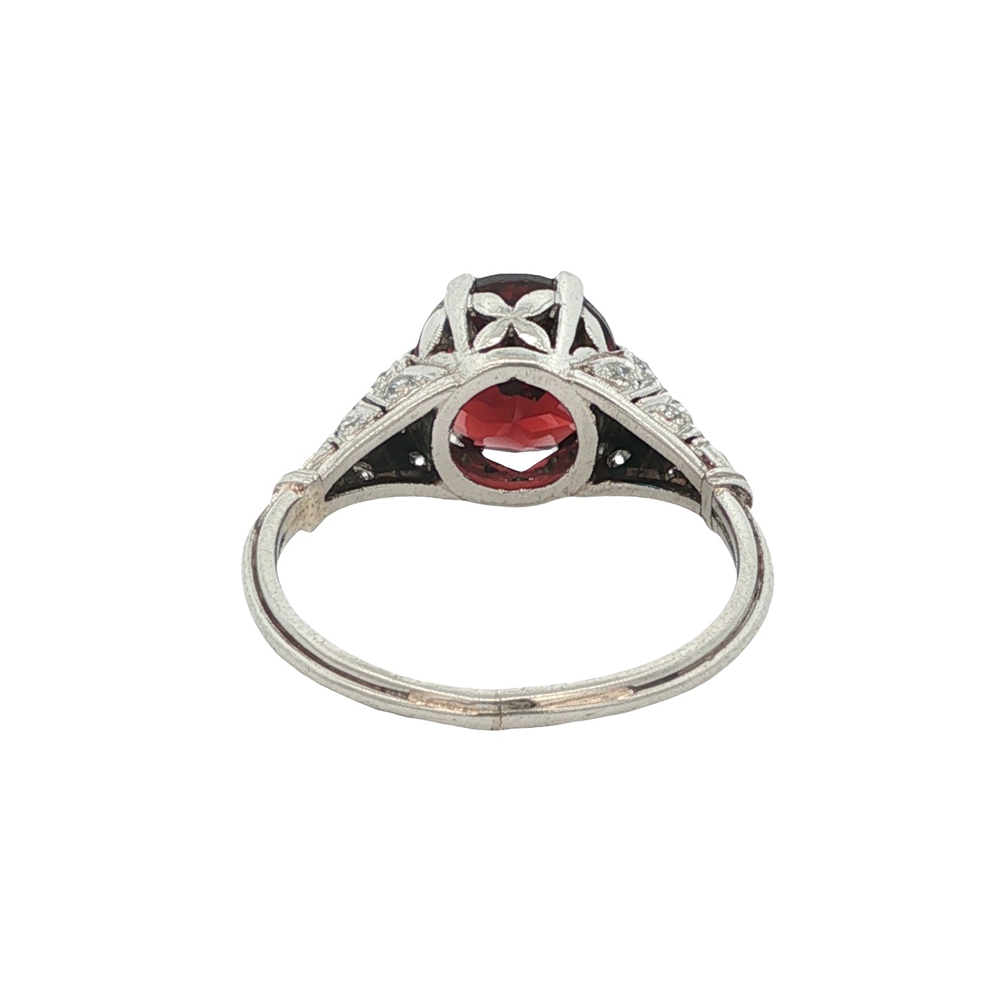 Estate Collection 1920's Art Deco Platinum Garnet & Diamond Ring