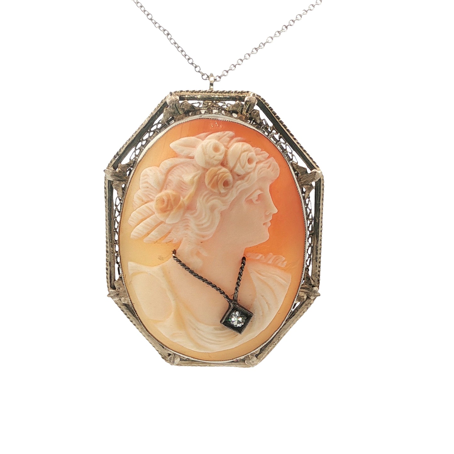 Estate Collection 1930's Art Deco Carved Cameo Brooch