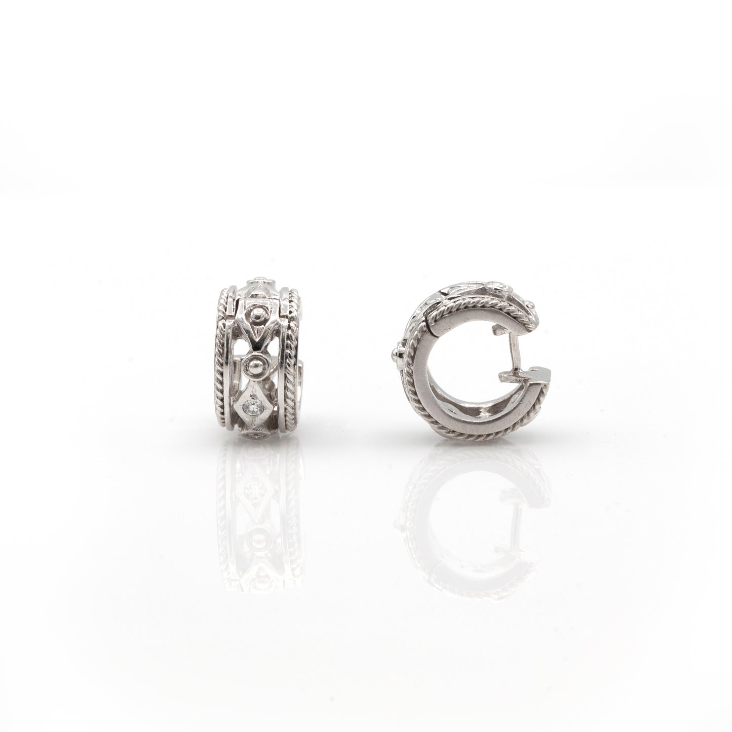 18K Diamond Huggie Hoops