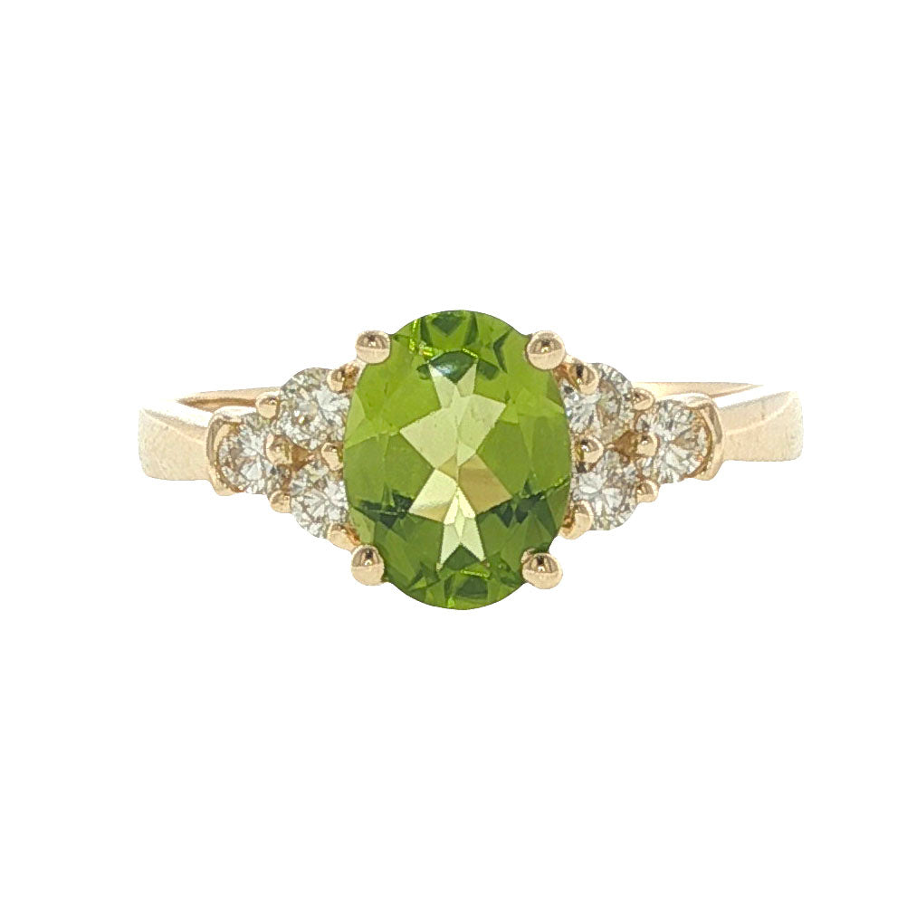 14K Yellow Gold Peridot & Diamond Ring