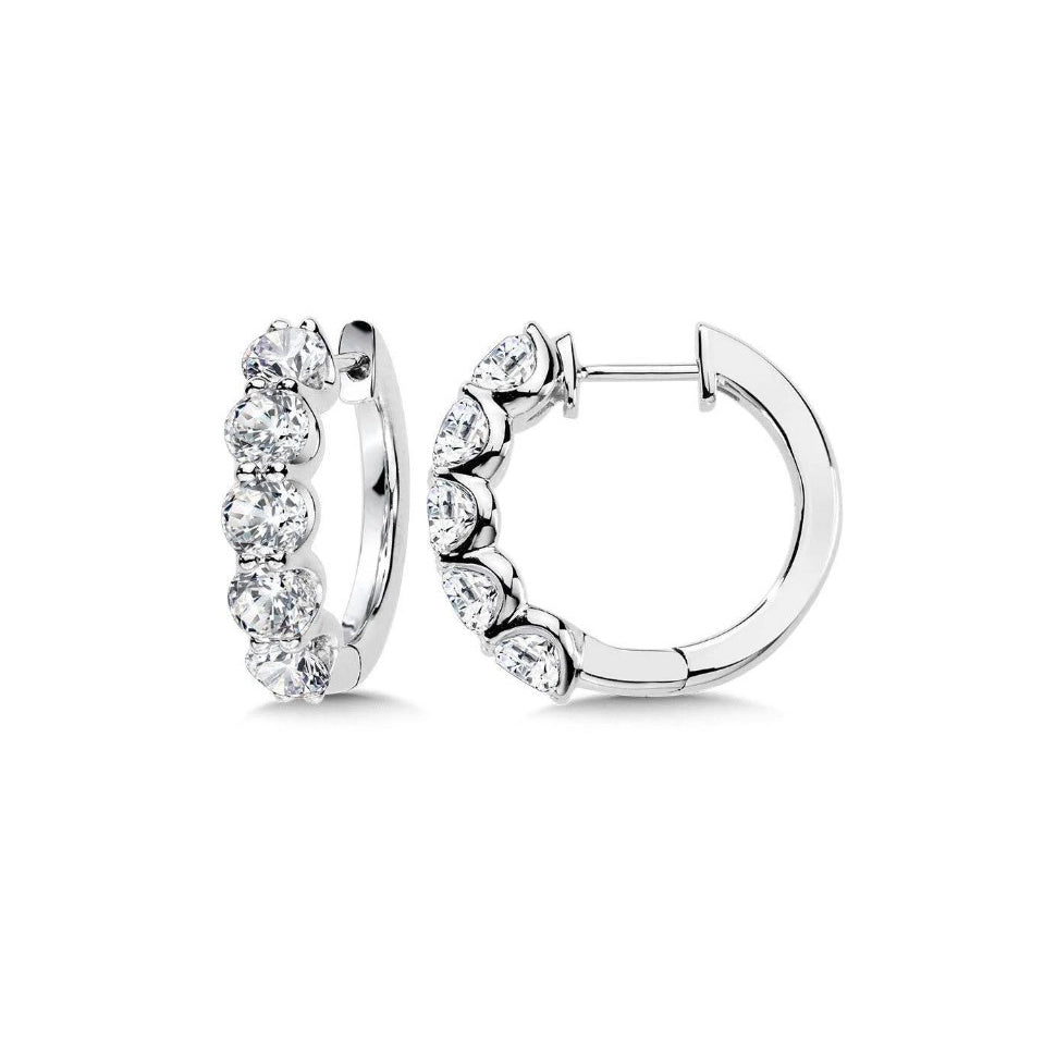14k 3ct Lab-Created Diamond Round Hoop Earrings