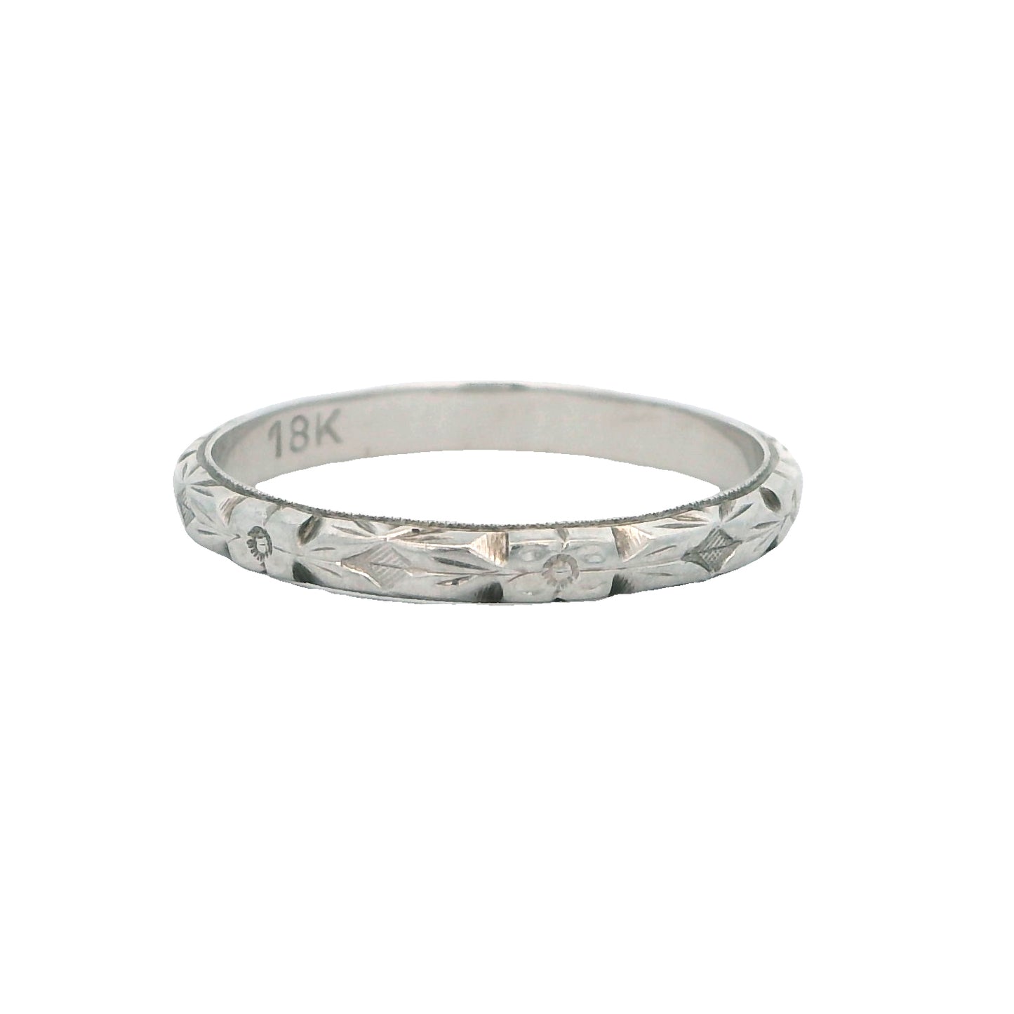 Estate Collection 18K White Gold Orange Blossom Band