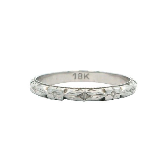 Estate Collection 18K White Gold Orange Blossom Band