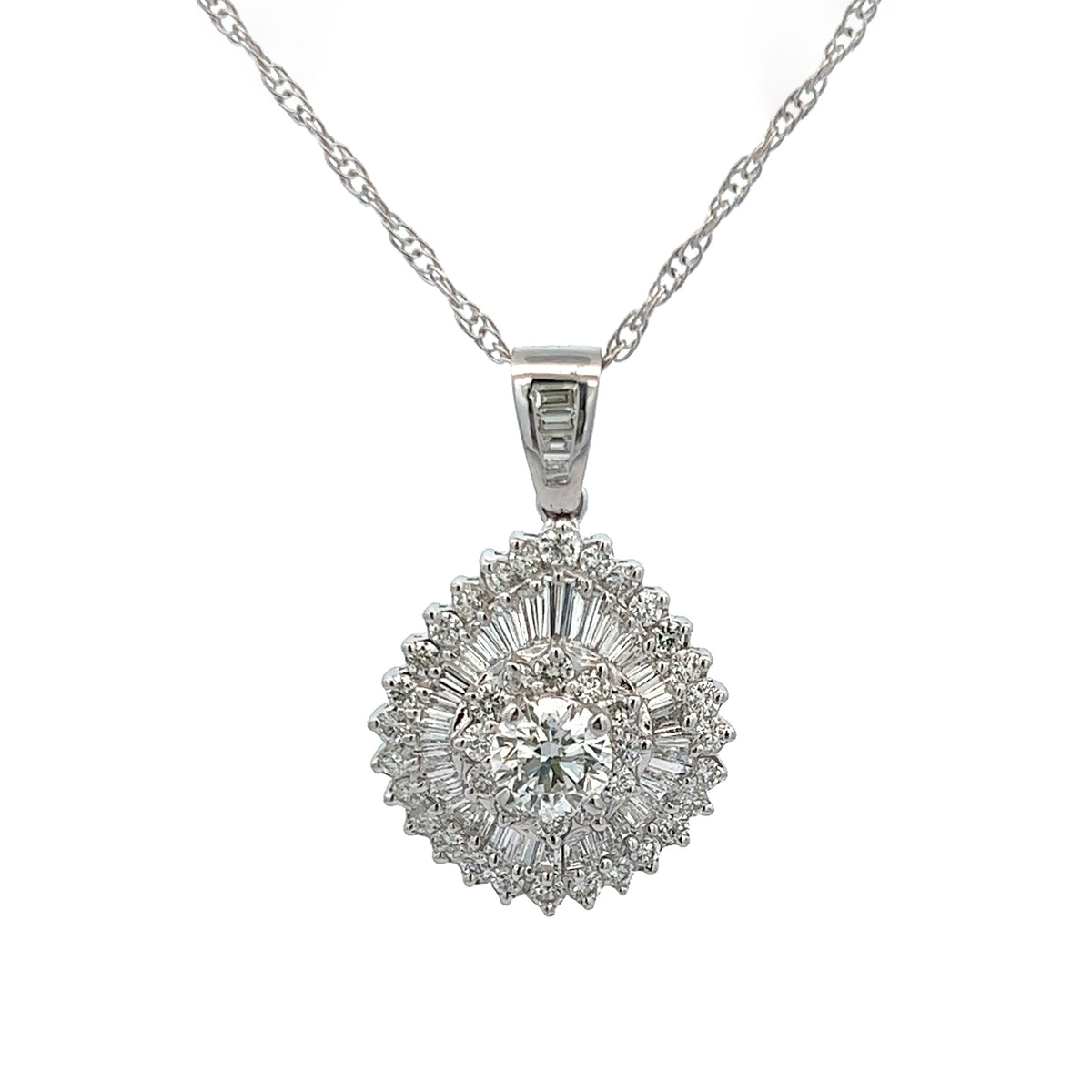 18K White Gold 4.5ctw Diamond Ballerina Pendant