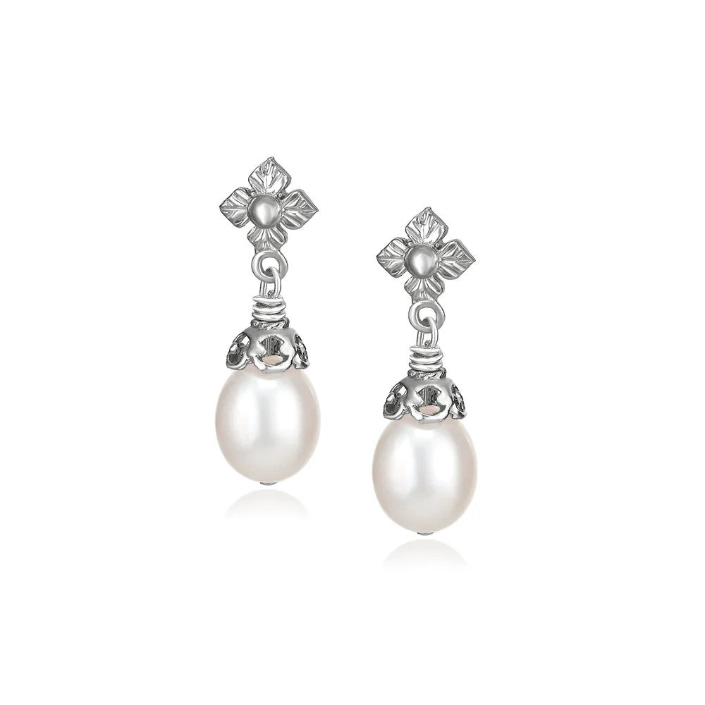Anatoli Collection Sterling Silver Pearl Earrings