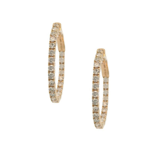 14K Yellow Gold 2.11ctw Diamond Inside Out Hoop Earrings