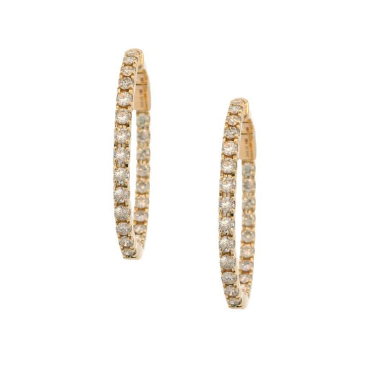 14K Yellow Gold 2.21ctw Diamond Inside Out Hoop Earrings
