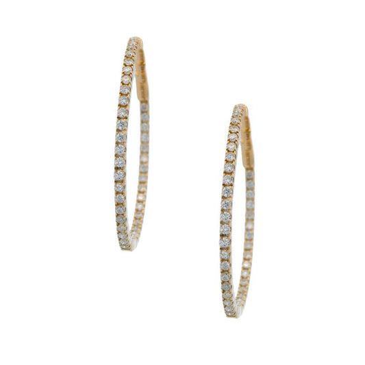 14K Yellow Gold 0.85ctw Diamond Inside Out Hoop Earrings