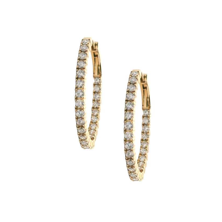 14K Yellow Gold 1.95ct Diamond Inside Out Hoop Earrings