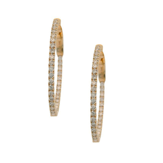 14K Yellow Gold 1.79ctw Diamond Inside Out Hoop Earrings